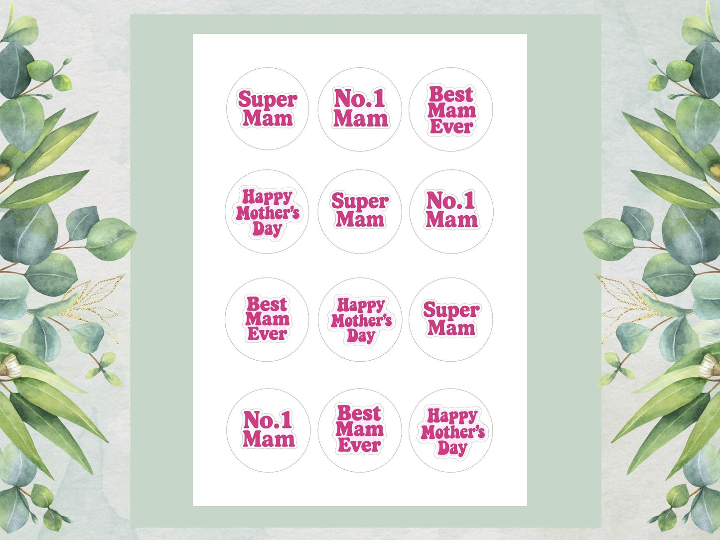 Happy Mother's Day Edible Cake Toppers: Wafer Paper, Card, or Icing (12 x 2")