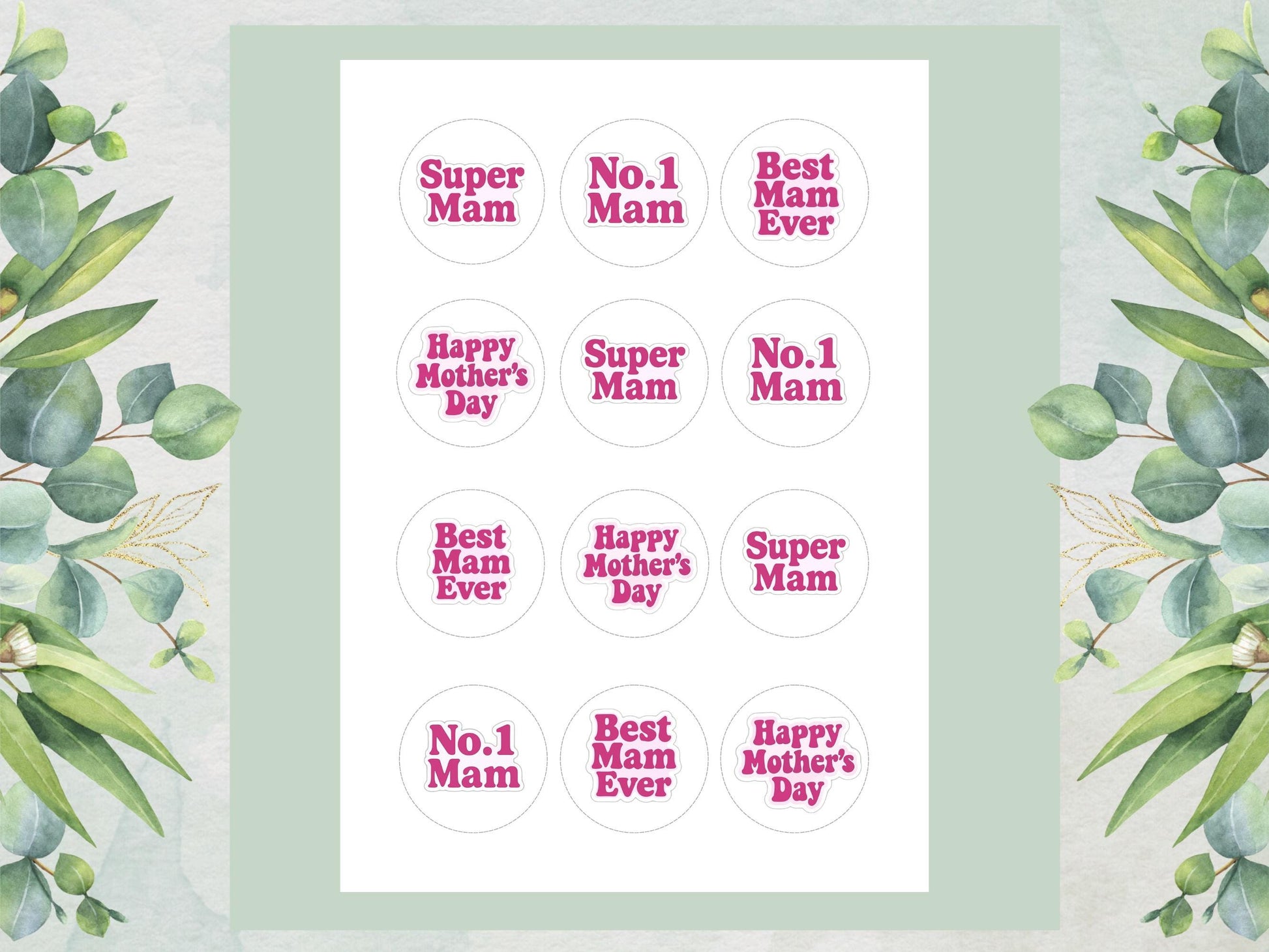 Happy Mother's Day Edible Cake Toppers: Wafer Paper, Card, or Icing (12 x 2")