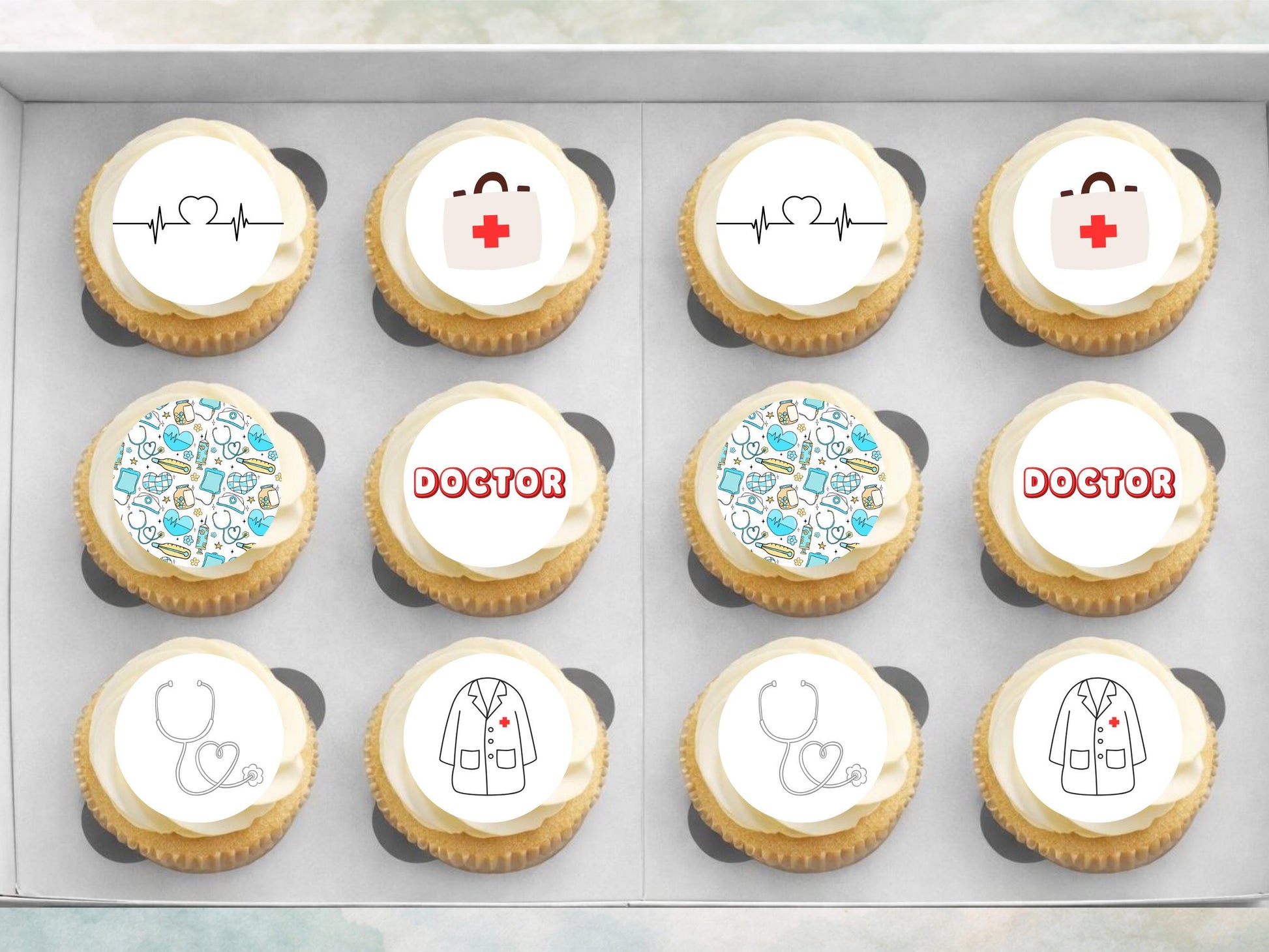 Doctor Theme Edible Cupcake Toppers – 2" Wafer Paper, Card or Icing Sheet