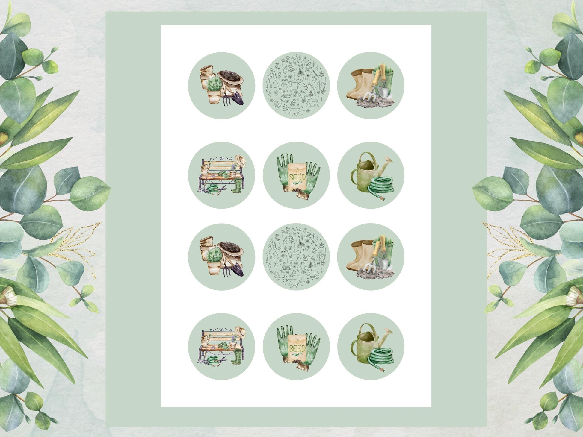 Gardener Cupcake Toppers - Precut Edible Decorations (12 x 2")
