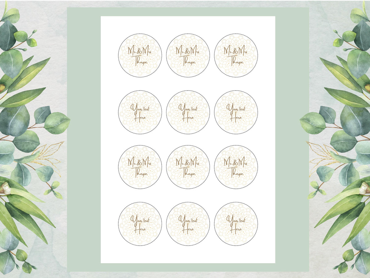 Personalized Wedding Edible Cupcake Toppers – Edible Wafer Paper, Icing Sheet