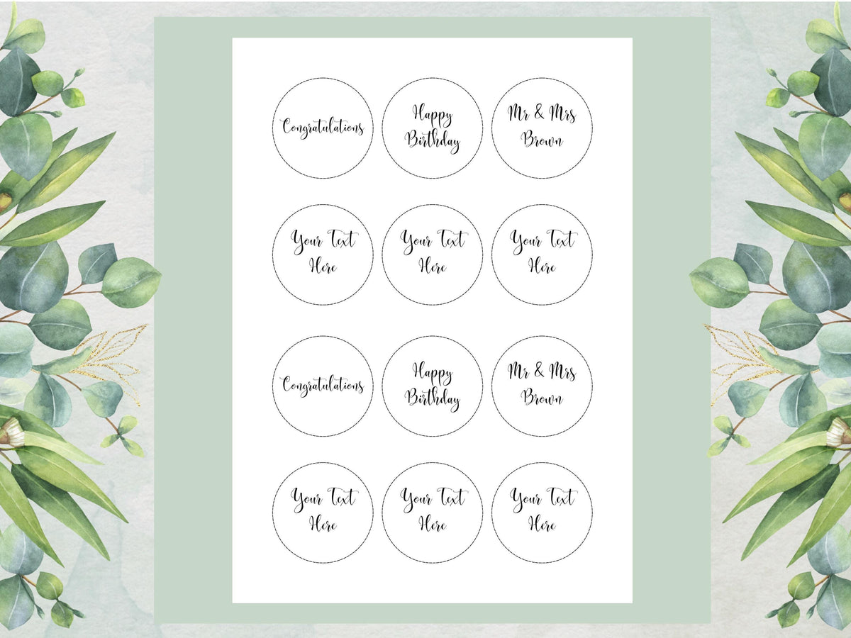 Personalized Edible Cupcake Toppers – Wedding and Birthday Cake Decorations