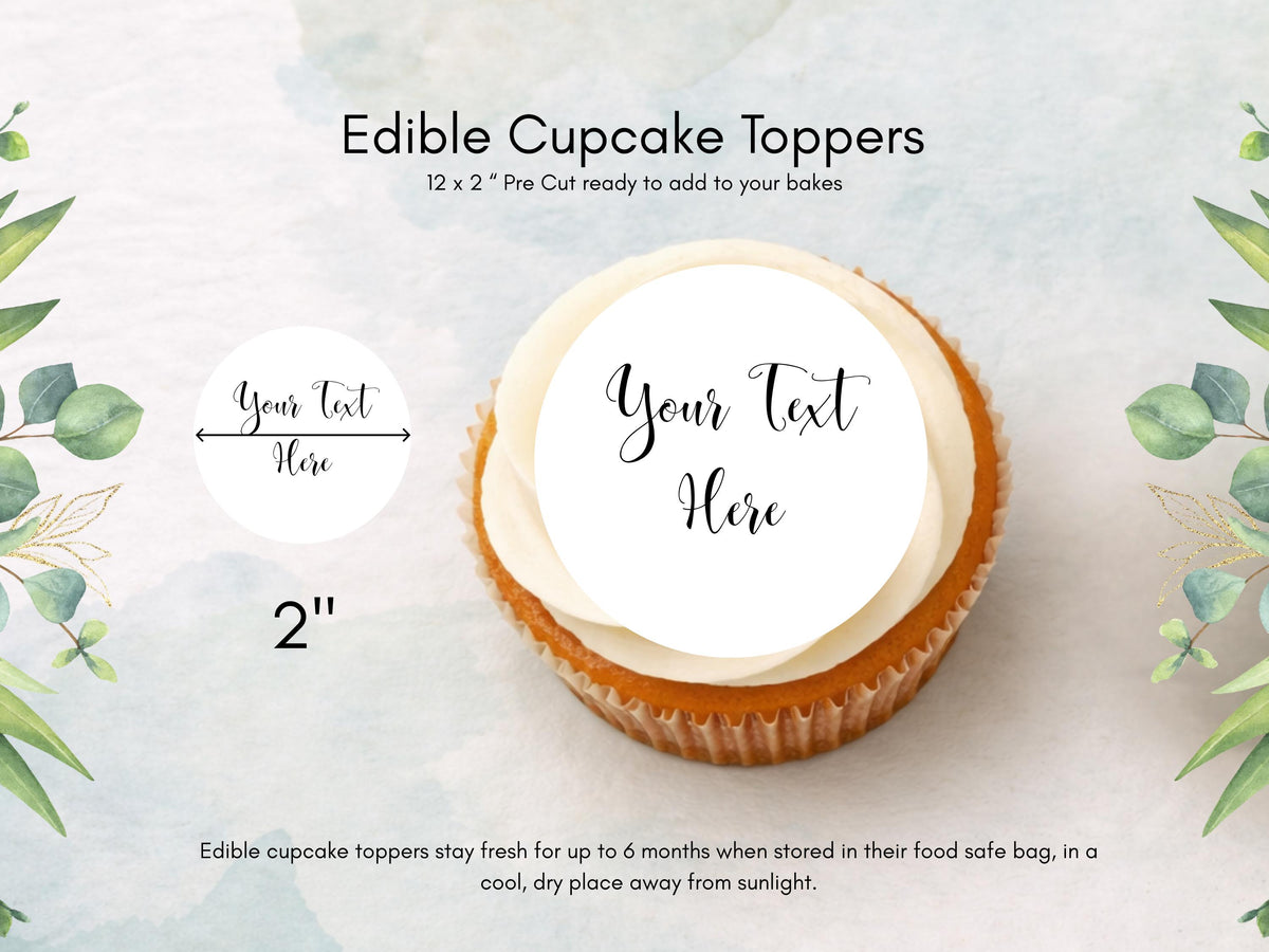 Personalized Edible Cupcake Toppers – Wedding and Birthday Cake Decorations