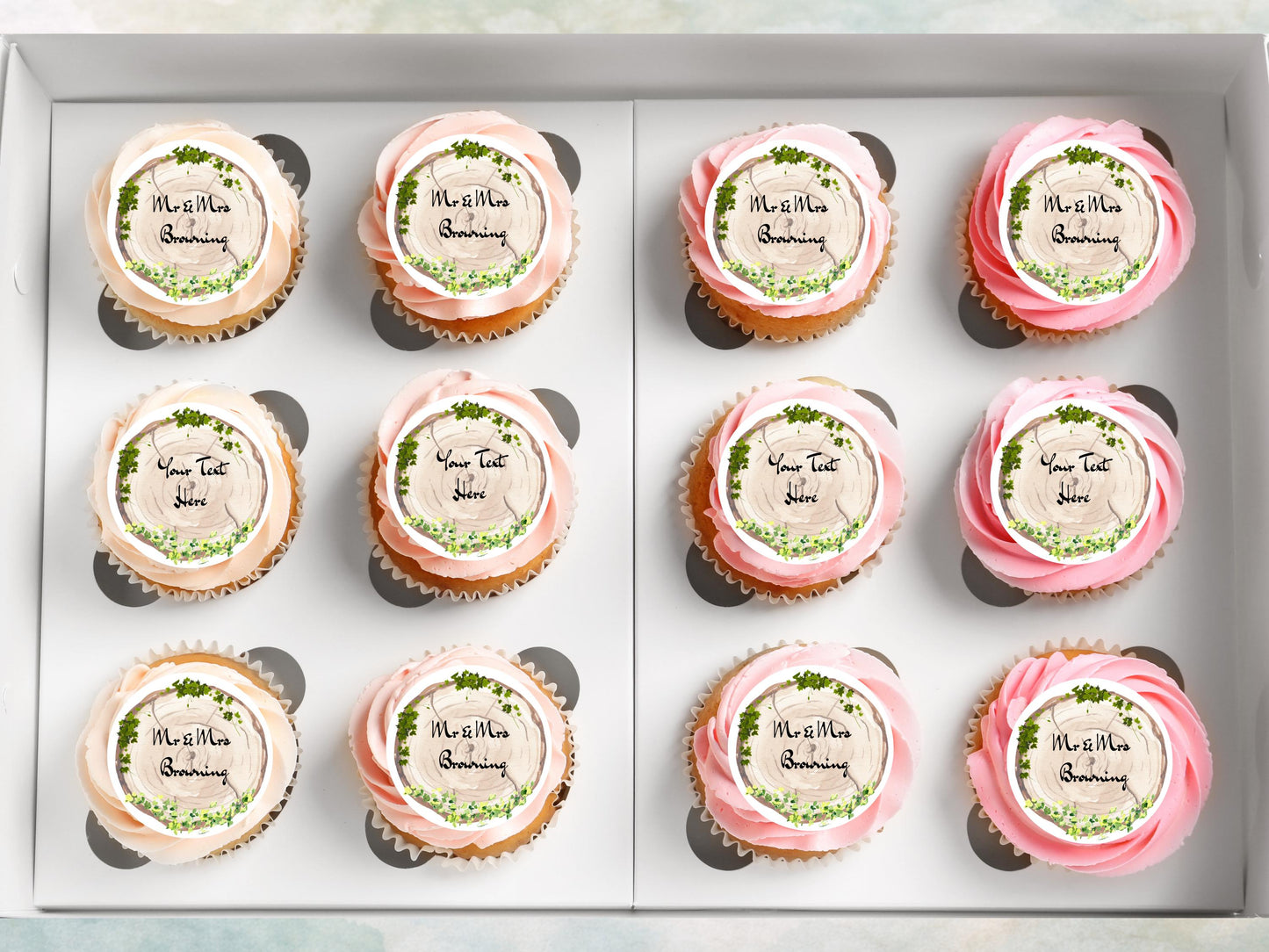Personalized Wedding Edible Cupcake Toppers – Engagement Cake Decorations