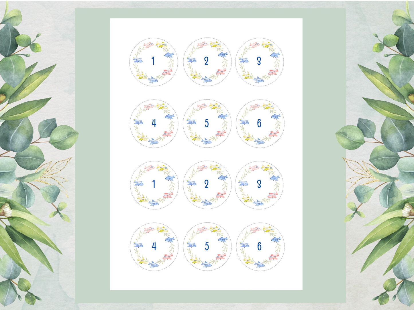 Custom Airplane Birthday Cupcake Toppers: Edible Wafer Paper, Card, or Icing sheet (12 x 2")