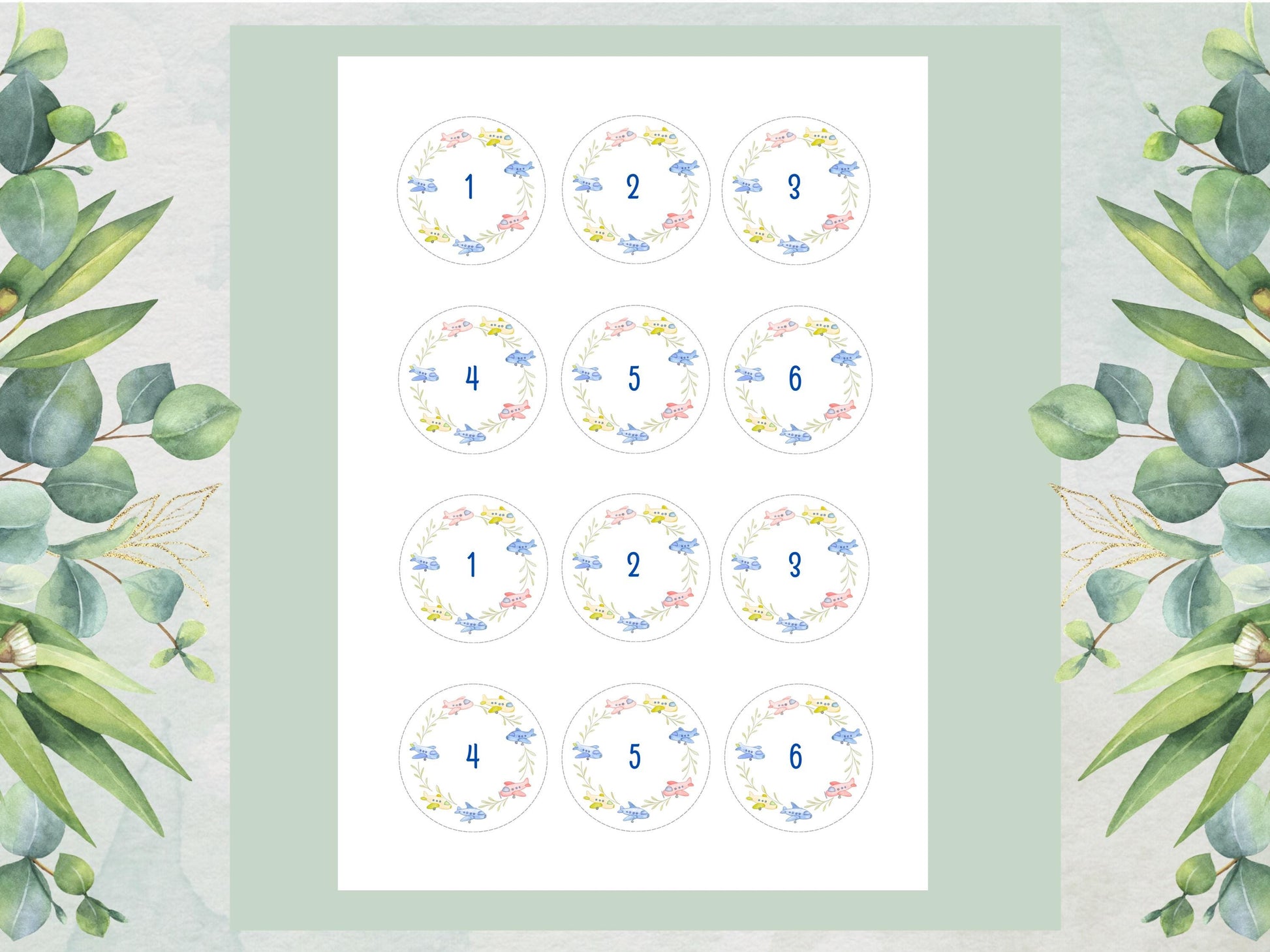 Custom Airplane Birthday Cupcake Toppers: Edible Wafer Paper, Card, or Icing sheet (12 x 2")