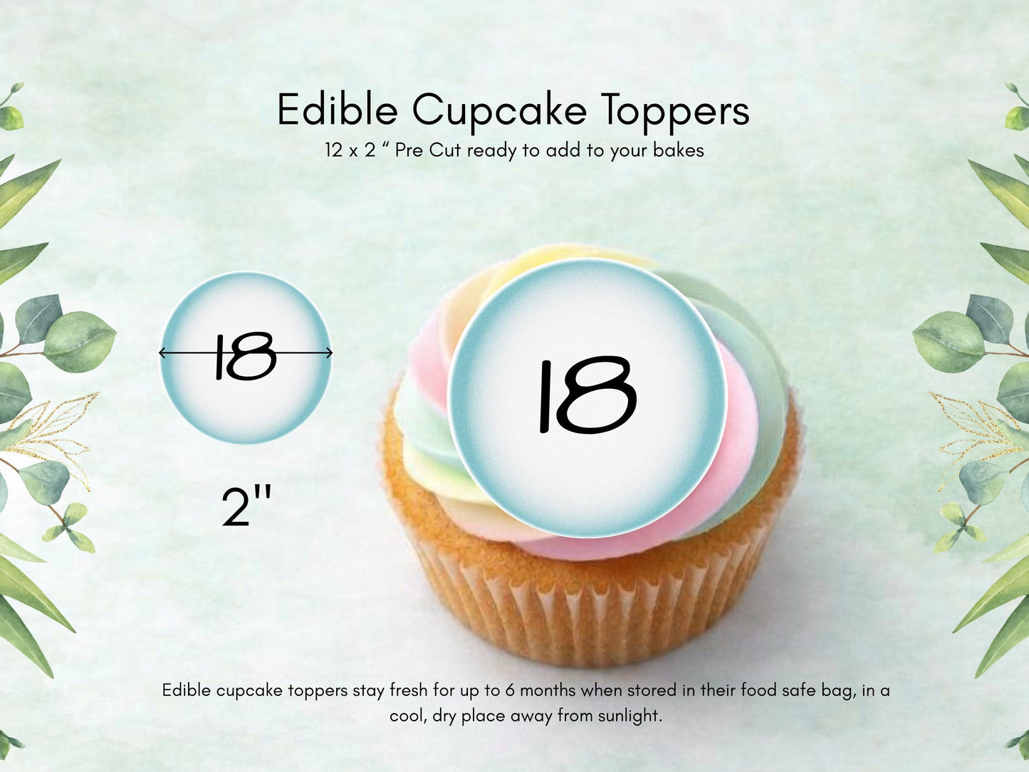 Milestone Age Edible Cupcake Toppers 12 x 2"– Pre cut Wafer Paper, Card or Icing Sheet, Customisable Birthday Celebration Cake Decorations