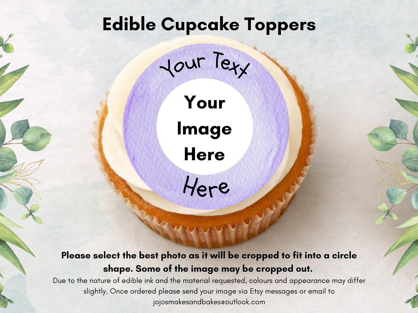 Personalized Happy Birthday Edible Cupcake Toppers, Photo & Text