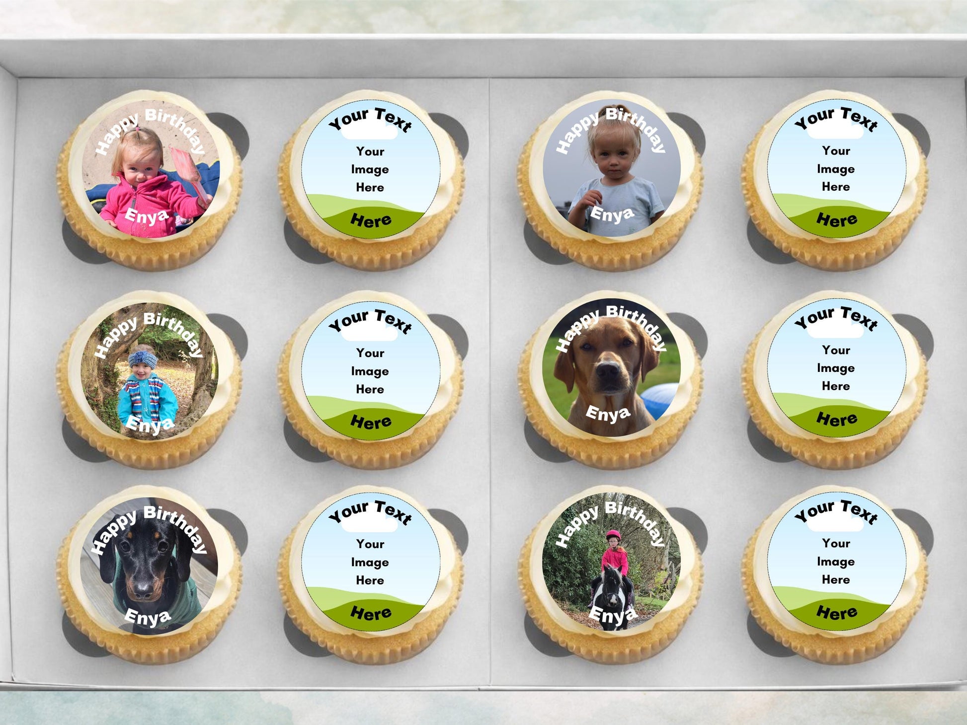 Personalised Photo Edible Cupcake Toppers – Birthday Party Cake Toppers with Name and Image