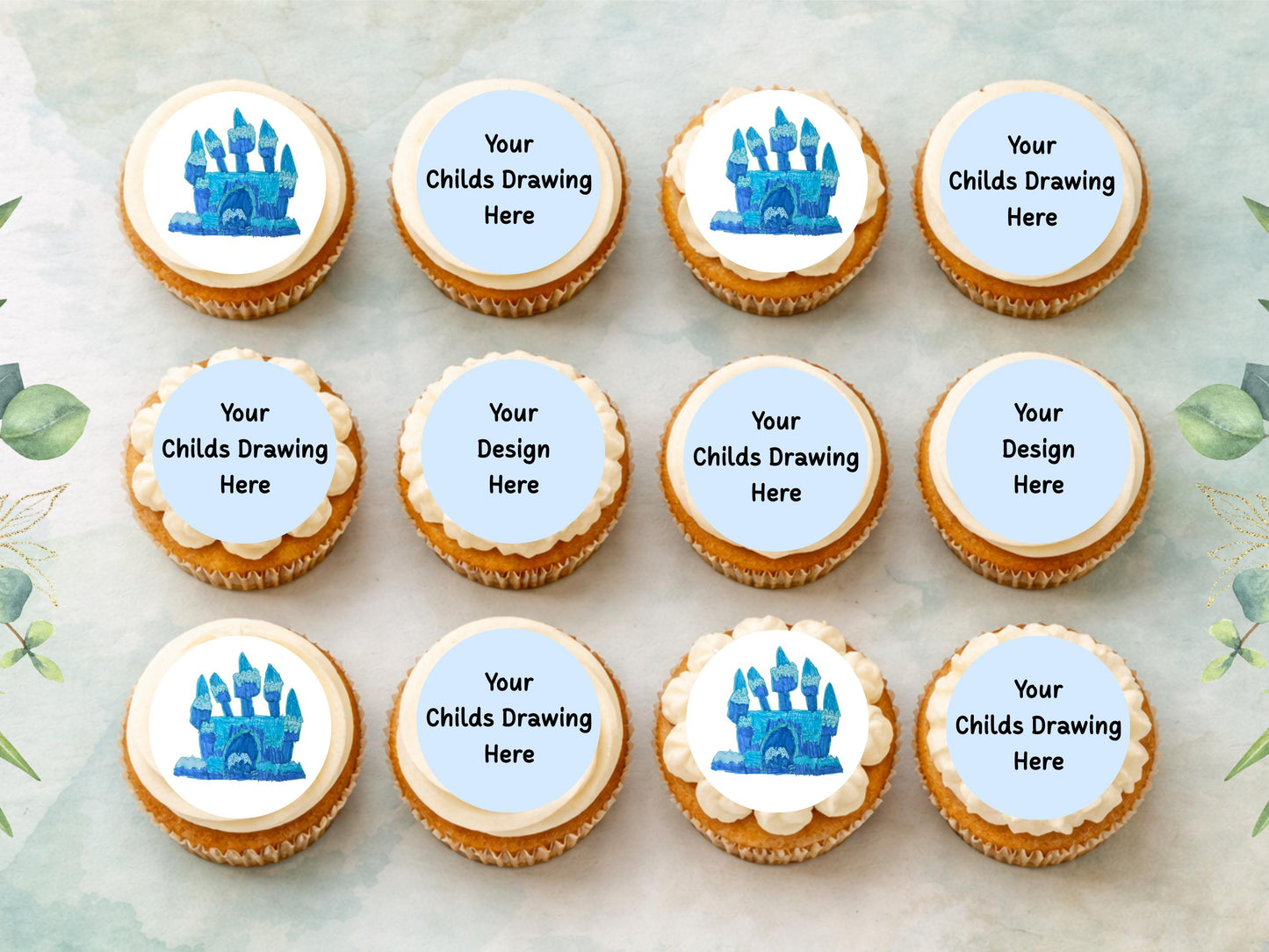 Custom Edible Cupcake Toppers, 2" Wafer Paper, Card or Icing Sheet