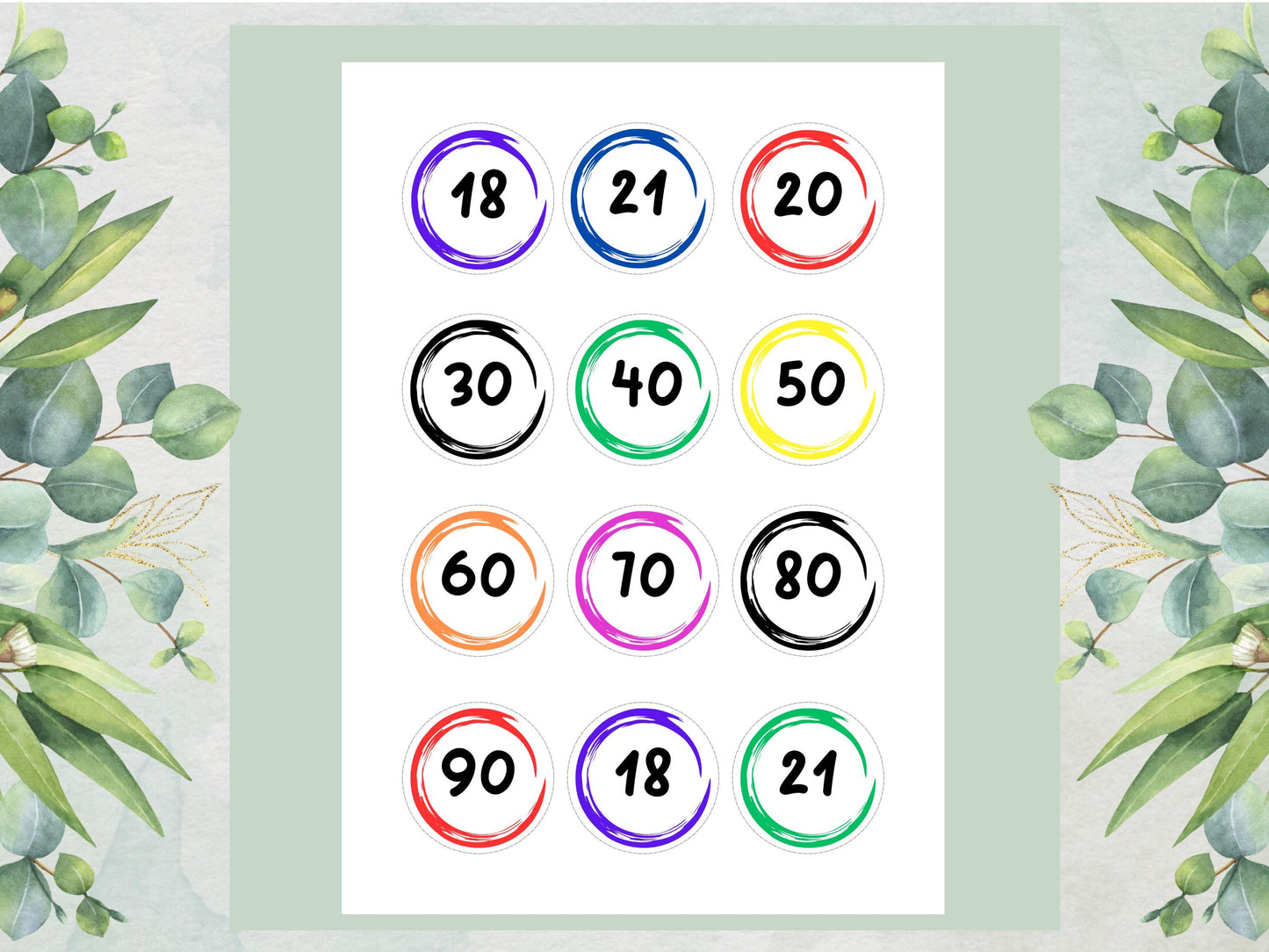 Milestone Birthday Edible Cupcake Toppers - Customizable Number & Color