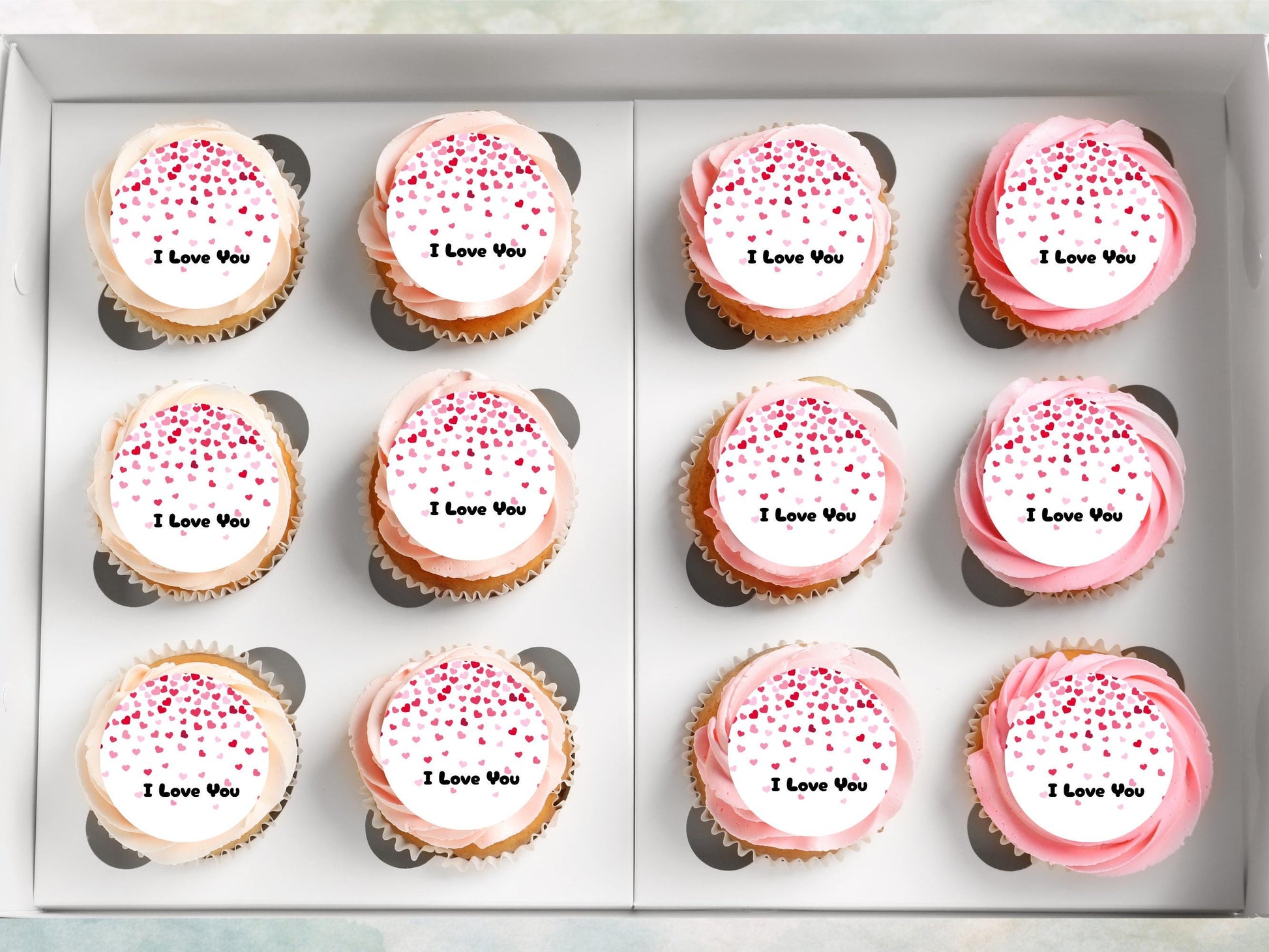 I Love You Edible Cupcake Toppers 12 x 2", Valentine's Day Cake Toppers