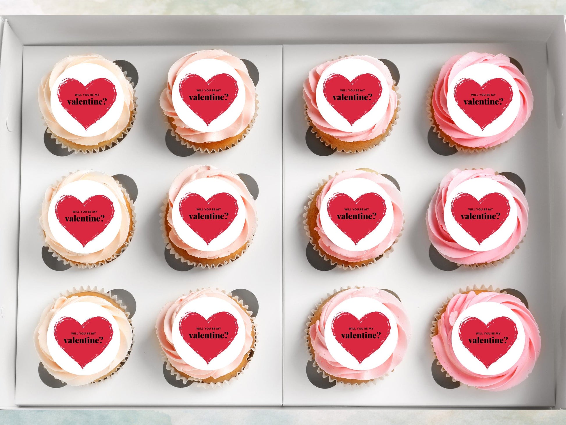 Heart Valentines Day Edible Cupcake Toppers, Will You Be My Valentine Toppers