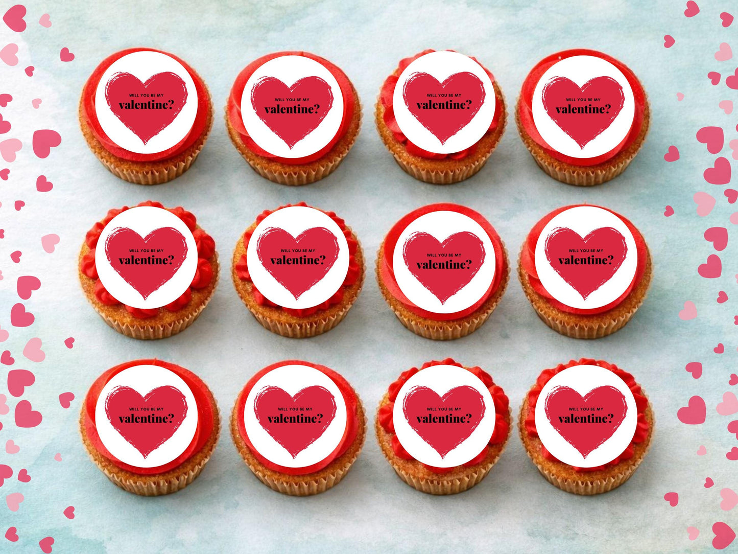 Heart Valentines Day Edible Cupcake Toppers, Will You Be My Valentine Toppers