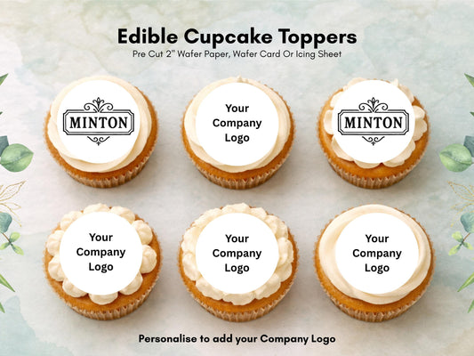 Company Logo Edible Cupcake Toppers, Personalized image toppers