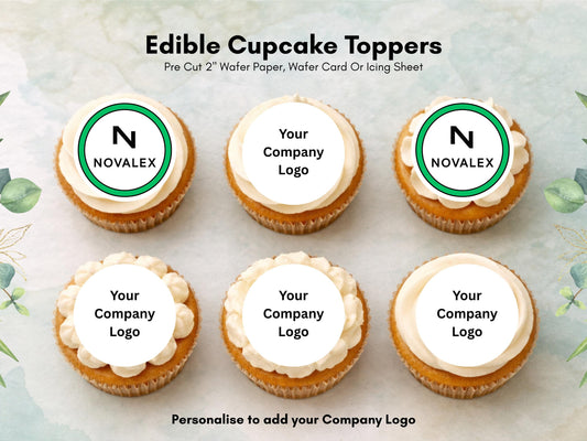 Company Logo Edible Cupcake Toppers, Personalized image toppers