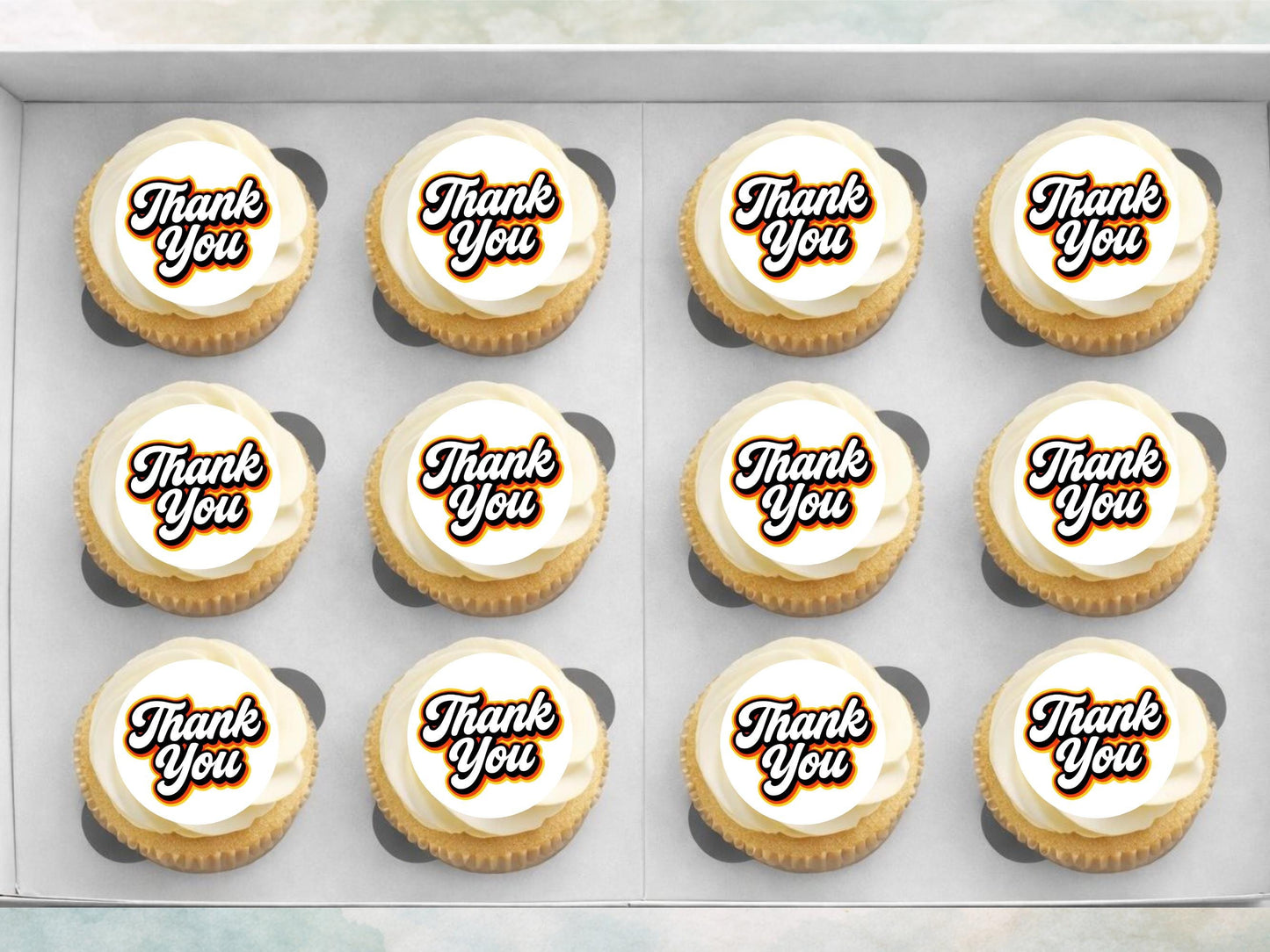 Thank You Edible Cupcake Toppers – 12 x 2" Pre-Cut