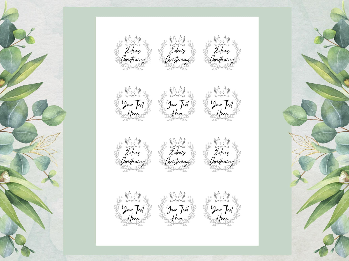 Personalized Christening Edible Cupcake Toppers – Wafer, Card, or Icing