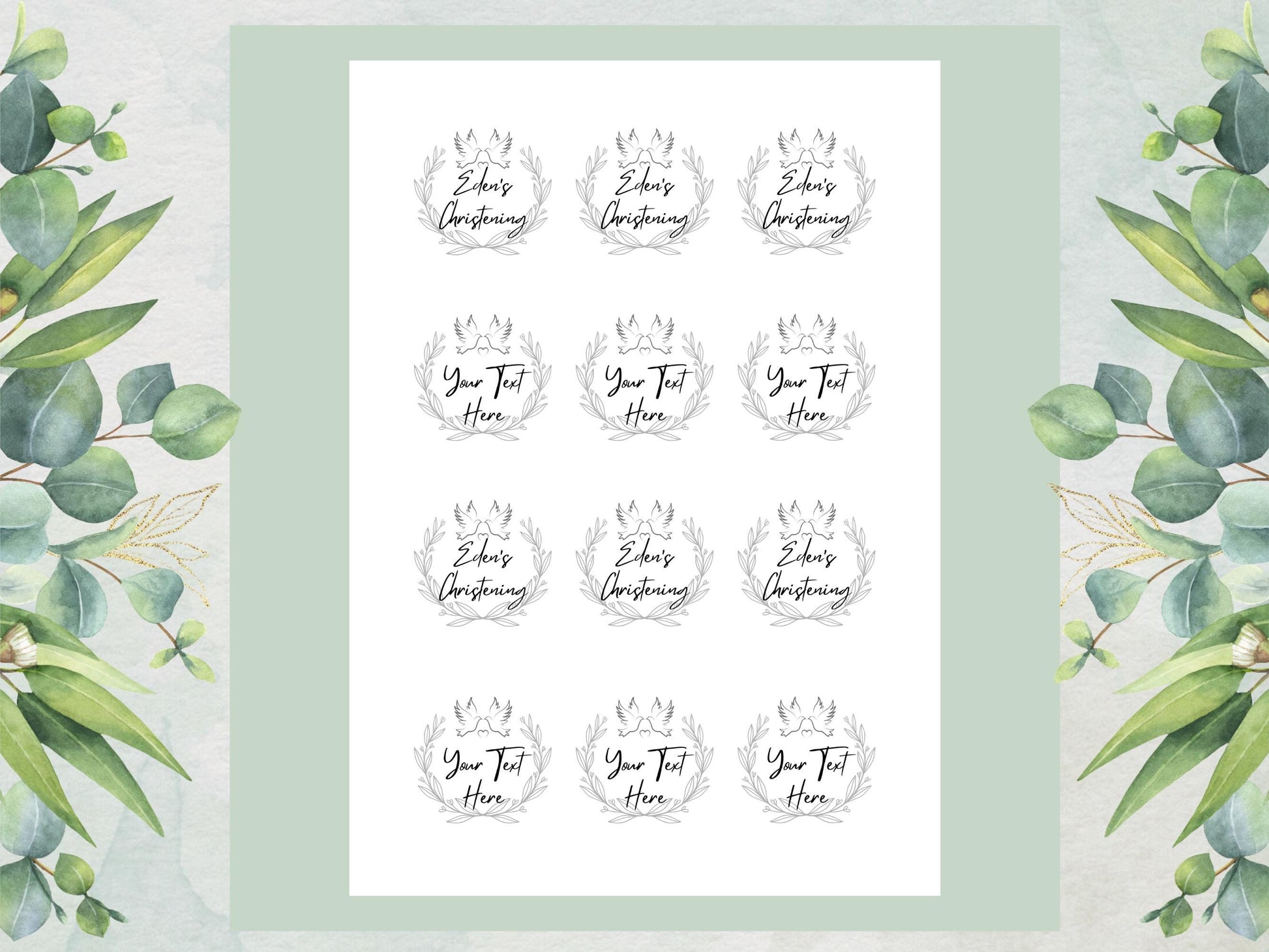 Personalized Christening Edible Cupcake Toppers – Wafer, Card, or Icing