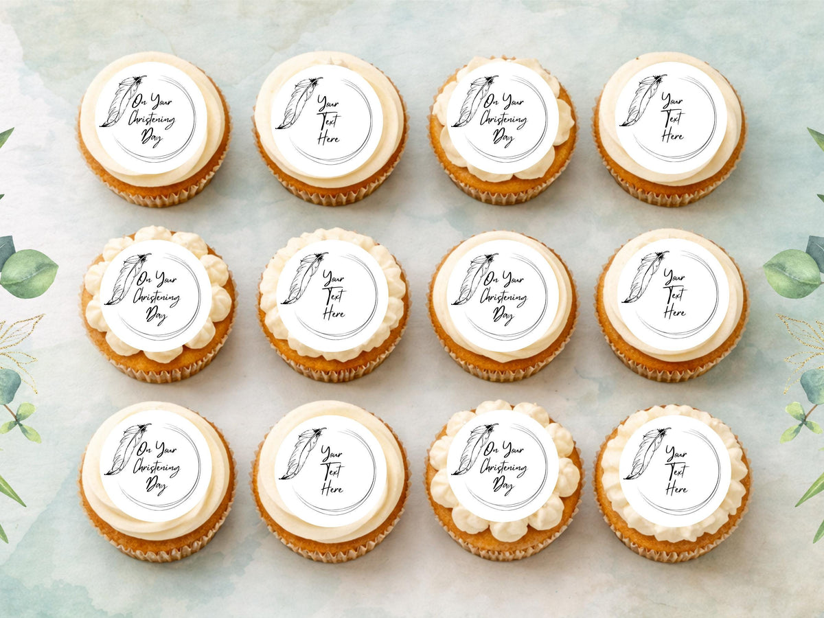 Personalized Christening Cupcake Toppers – Baptism Cake Decoration