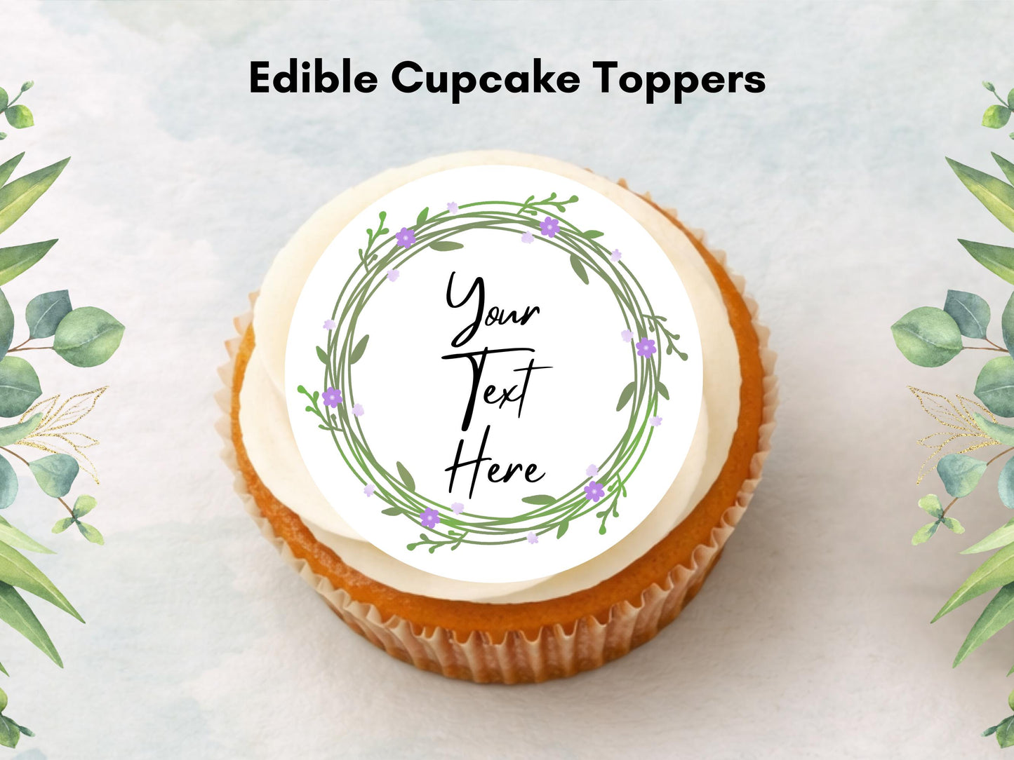 Personalized Edible Cupcake Toppers – Christening, Baptism (Pre-Cut 2")