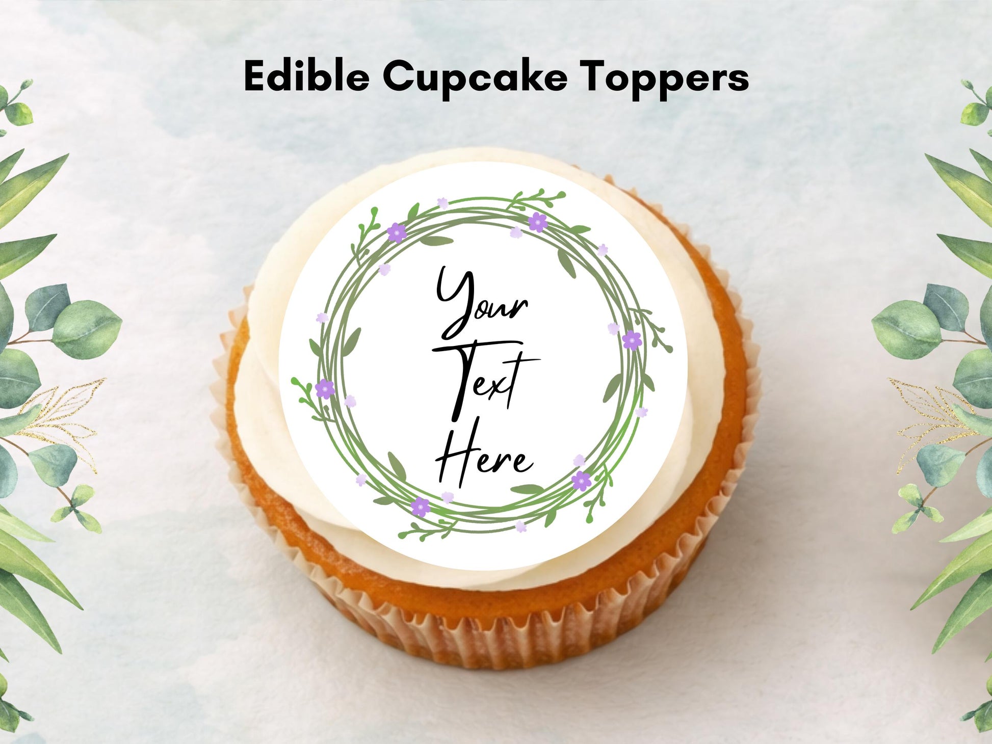 Personalized Edible Cupcake Toppers – Christening, Baptism (Pre-Cut 2")