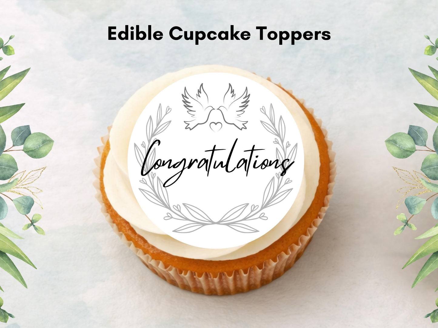 Congratulations Edible Cupcake Toppers 12 x 2" Precut Wafer Paper, Card or Icing Sheet