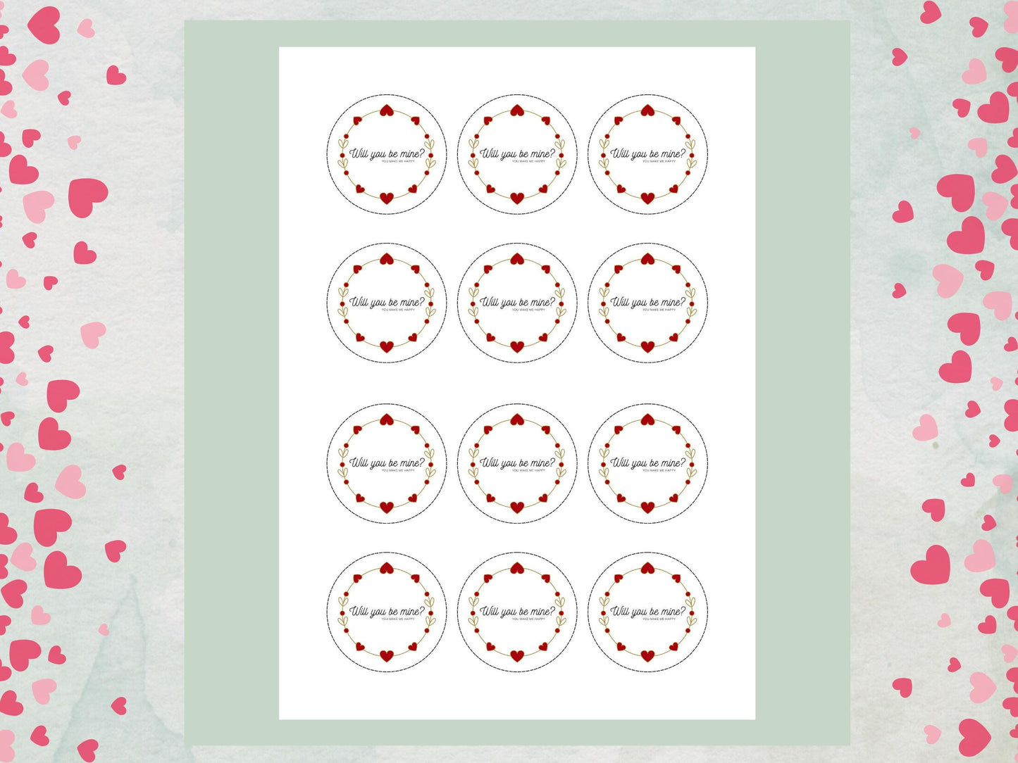 Will You Be Mine Edible Cupcake Toppers, Valentine's Day Toppers
