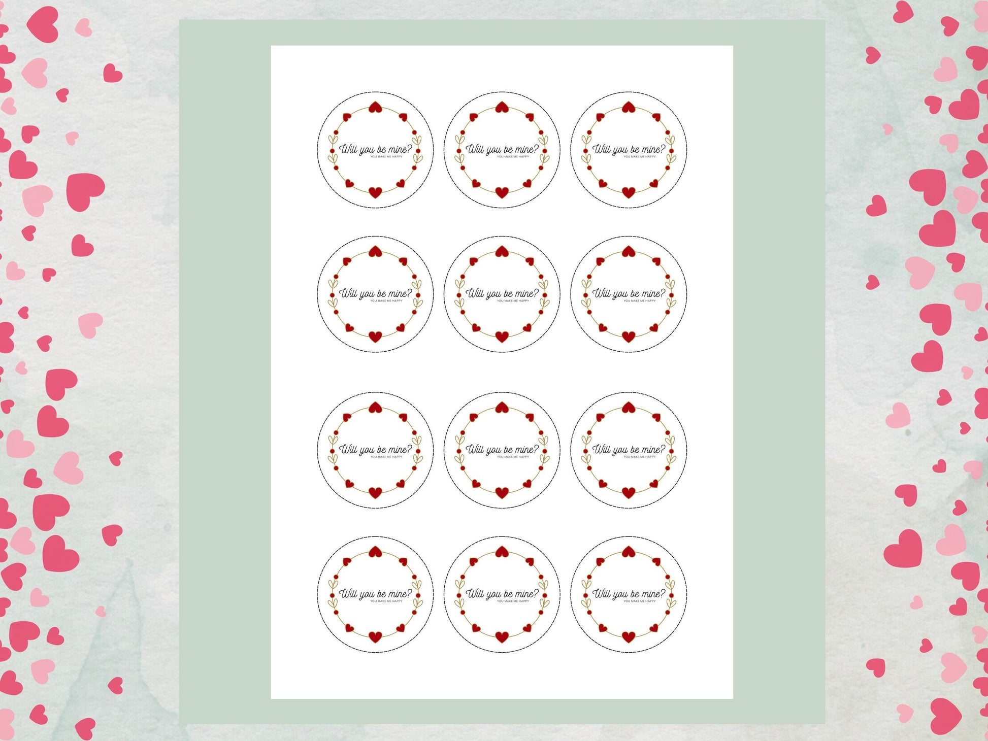 Will You Be Mine Edible Cupcake Toppers, Valentine's Day Toppers