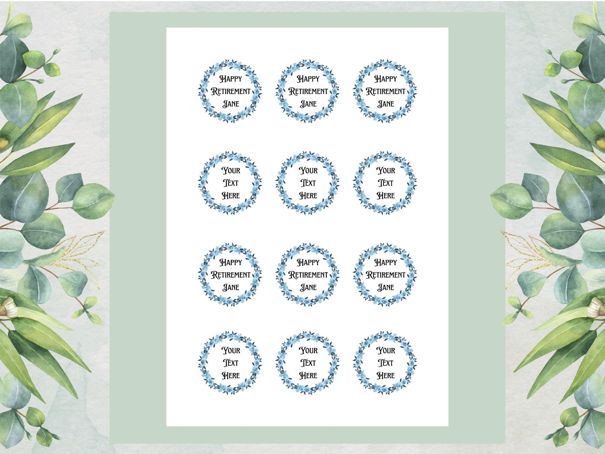 Personalized Retirement Edible Cupcake Toppers, 12 x 2" (Wafer Paper, Card, or Icing Sheet)