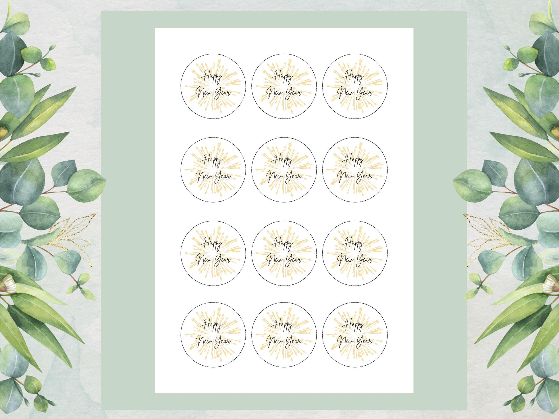 Happy New Year Edible Cupcake Toppers – Pre-Cut 2" (Wafer Paper, Card, Icing Sheet)