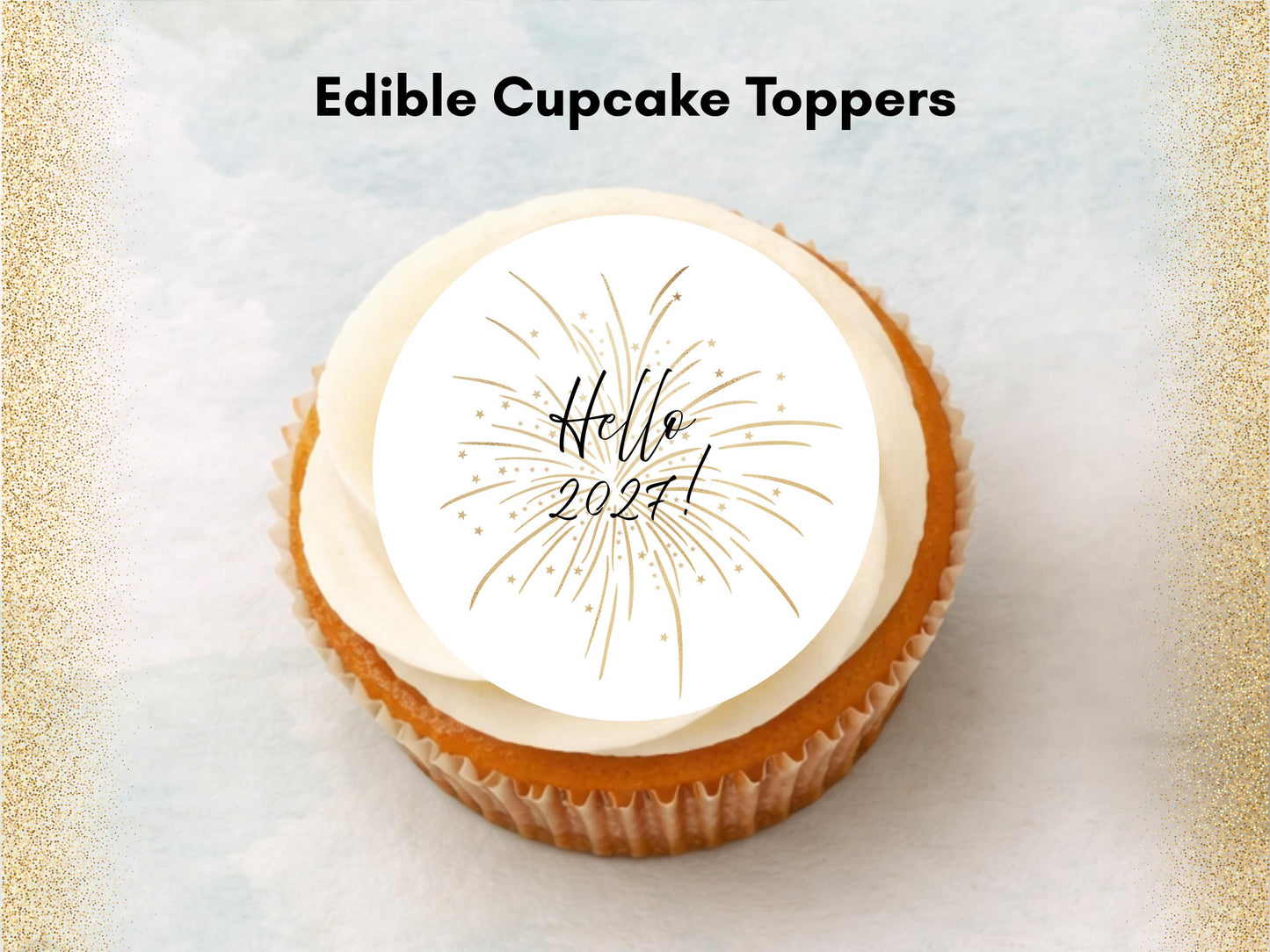 Happy New Year Edible Cupcake Toppers – Pre-Cut 2" (Wafer Paper, Card or Icing Sheet)