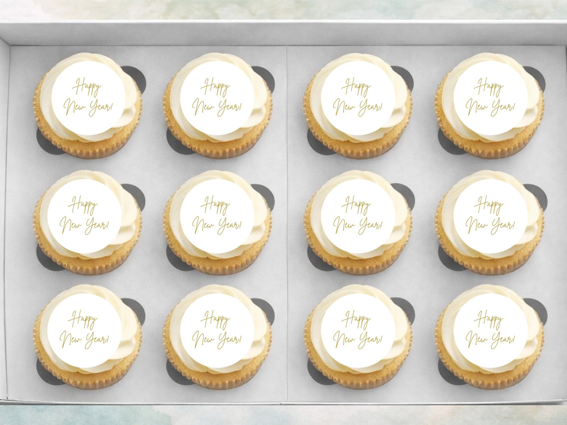 Happy New Year Edible Cupcake Toppers – Pre-Cut 2"
