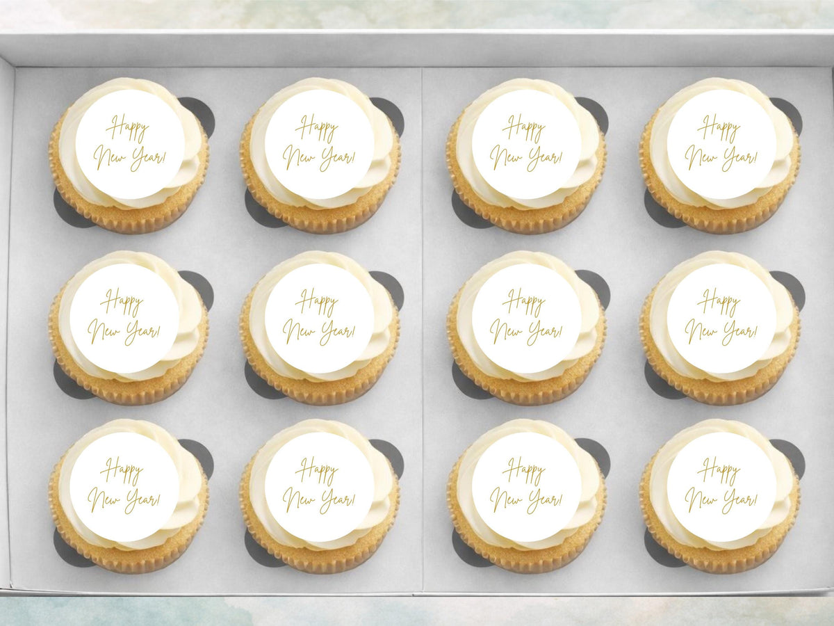 Happy New Year Edible Cupcake Toppers – Pre-Cut 2"