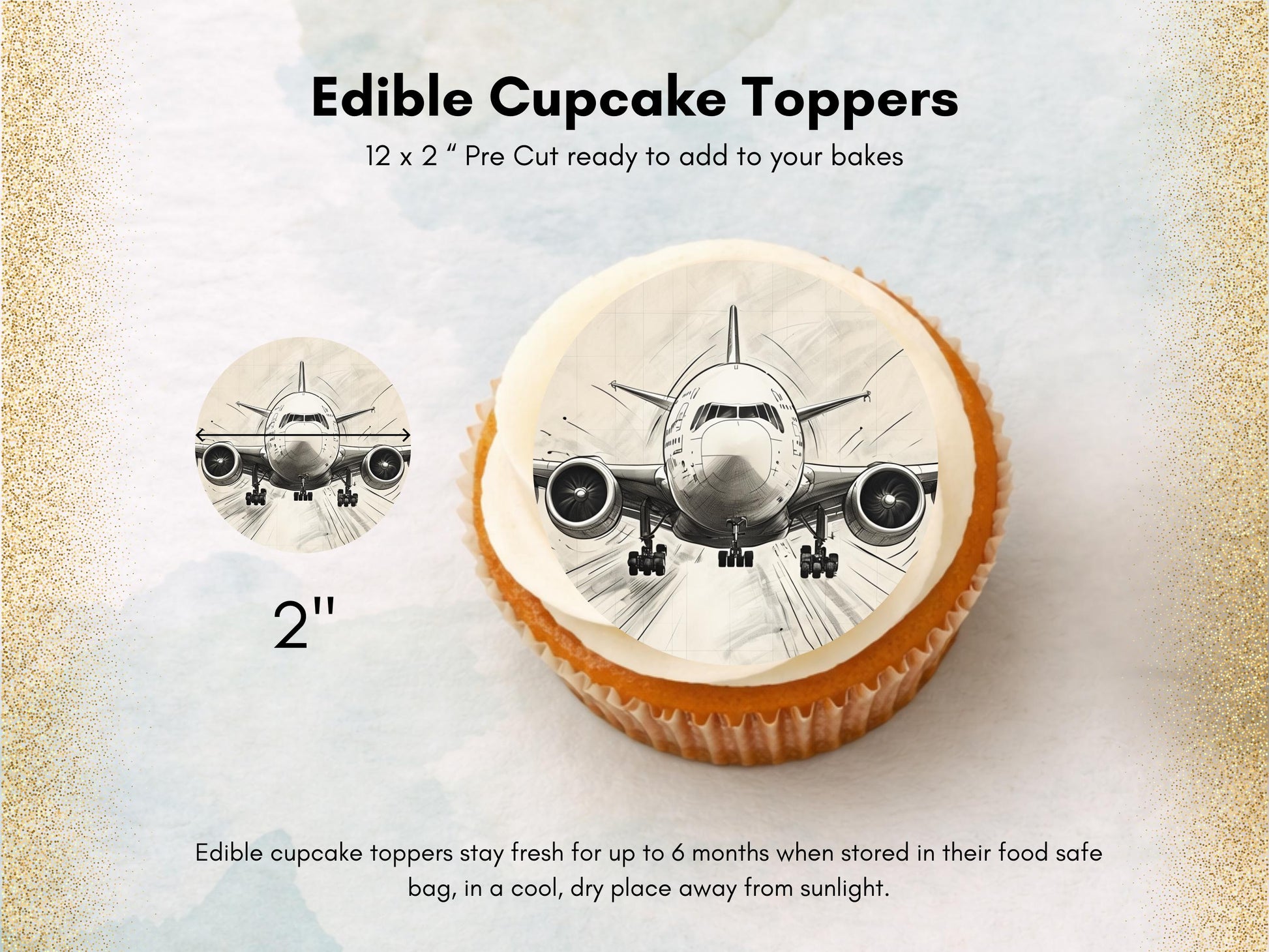 Aeroplane Edible Cupcake Toppers – Aviation Cake Decorations (Pre-cut)