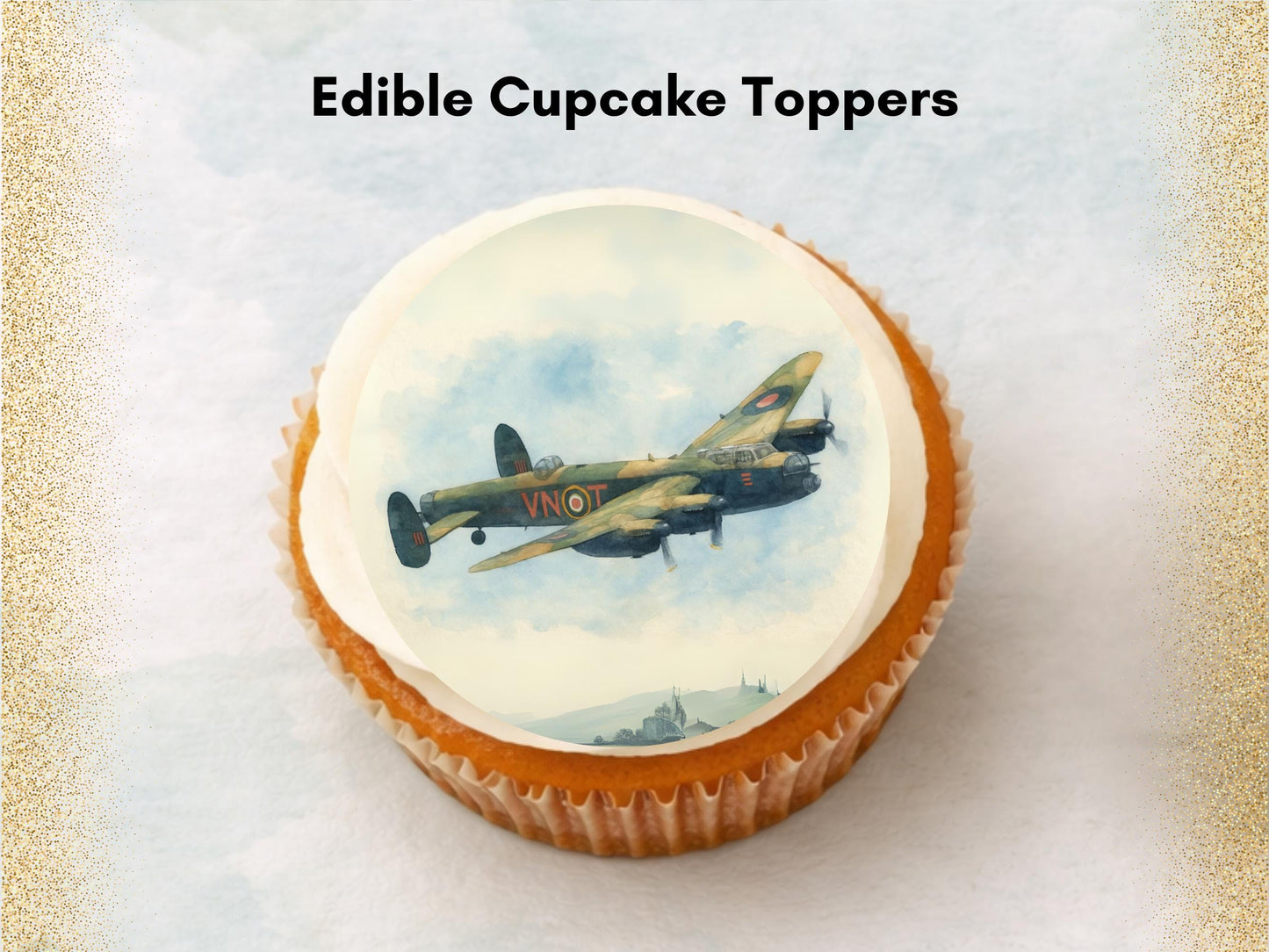 Lancaster Bomber Edible Cupcake Toppers – Aviation Cake Decorations