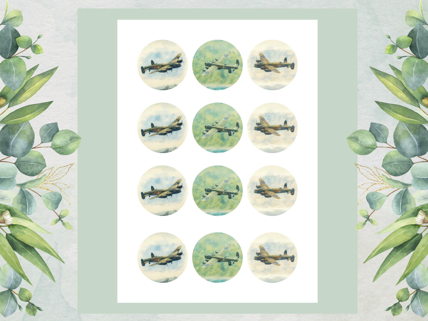 Lancaster Bomber Edible Cupcake Toppers – Aviation Cake Decorations