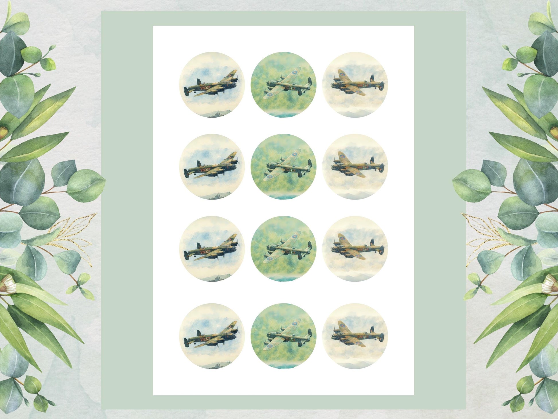 Lancaster Bomber Edible Cupcake Toppers – Aviation Cake Decorations