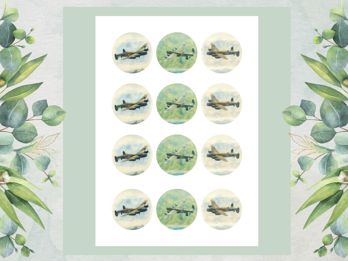 Lancaster Bomber Edible Cupcake Toppers – Aviation Cake Decorations
