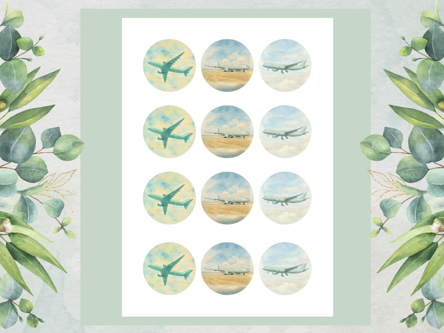 A330 Airplane Edible Cupcake Toppers – Aviation Cake Decorations