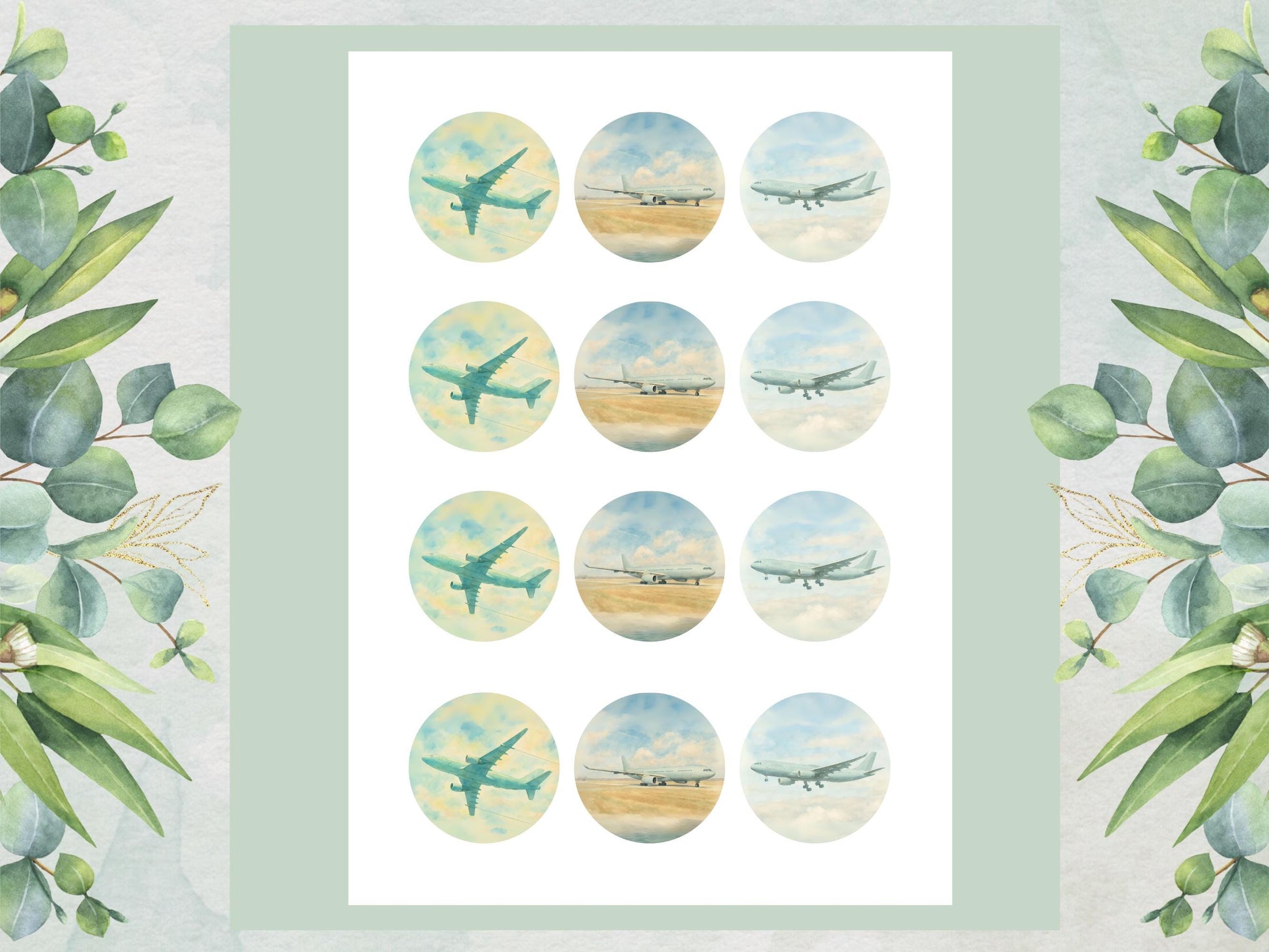 A330 Airplane Edible Cupcake Toppers – Aviation Cake Decorations