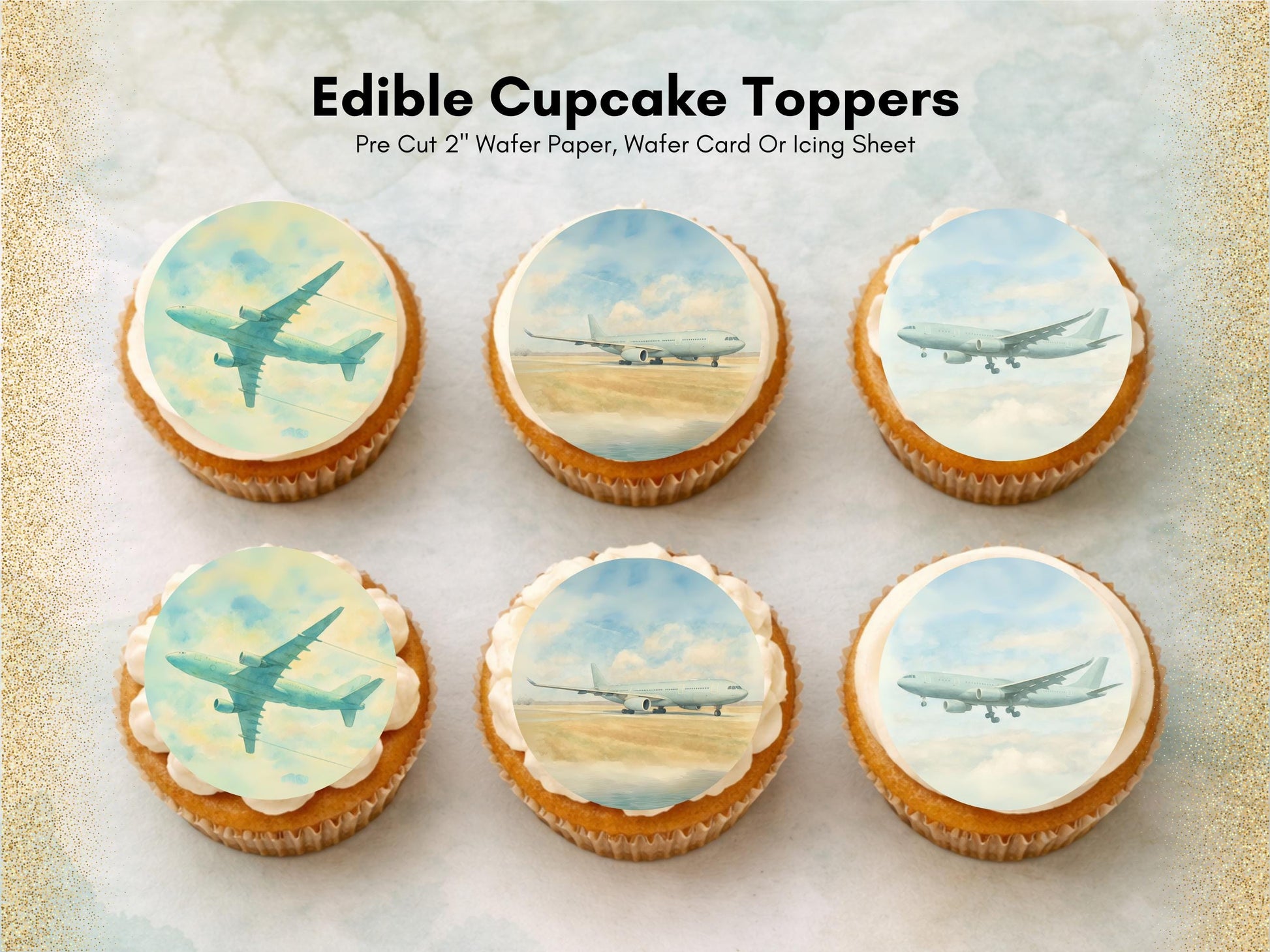 A330 Airplane Edible Cupcake Toppers – Aviation Cake Decorations