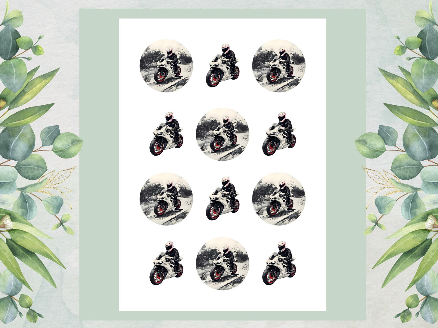 Motorbike Cupcake Toppers - 12 Edible Motorcycle Decorations
