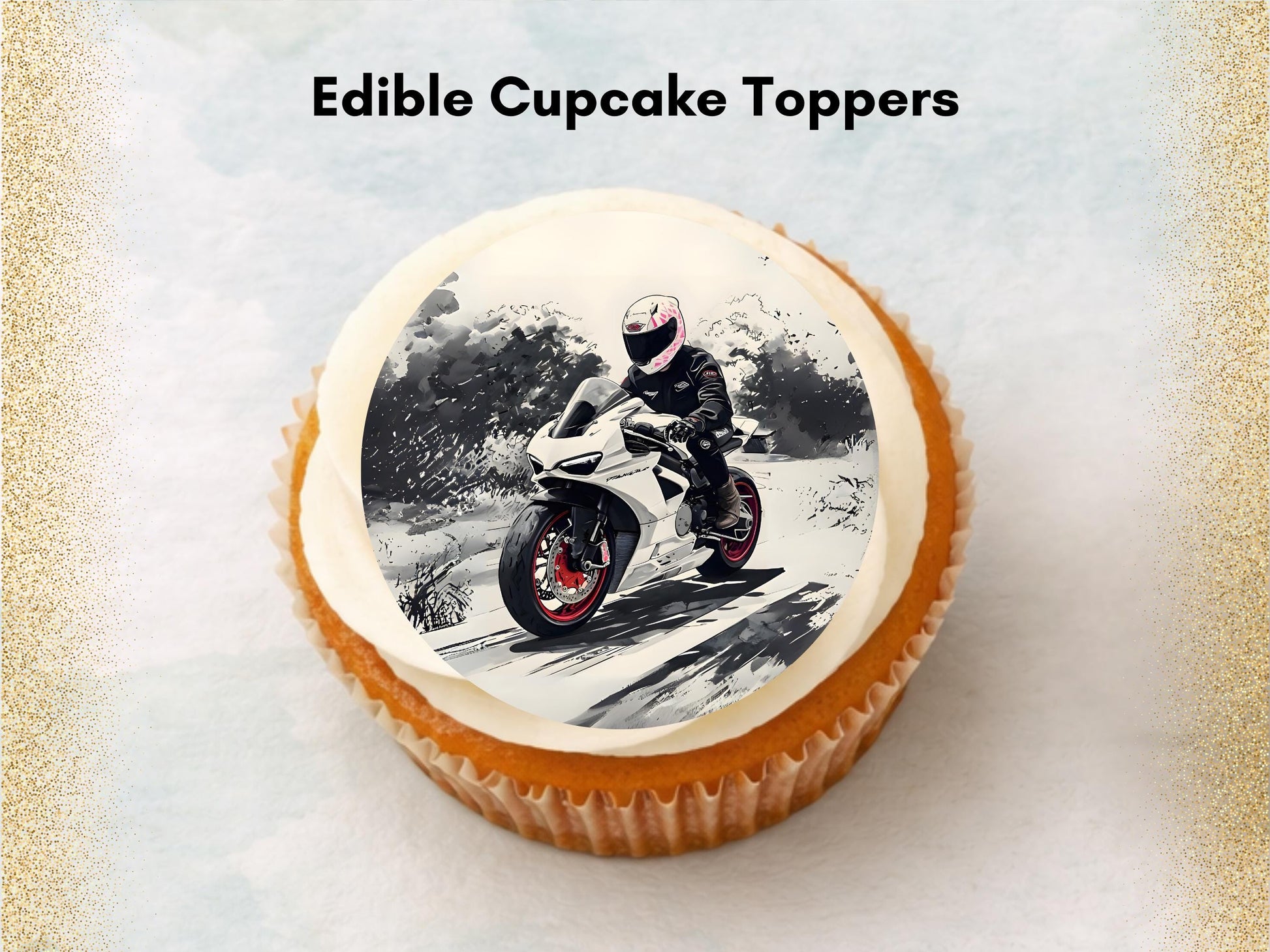 Motorbike Cupcake Toppers - 12 Edible Motorcycle Decorations