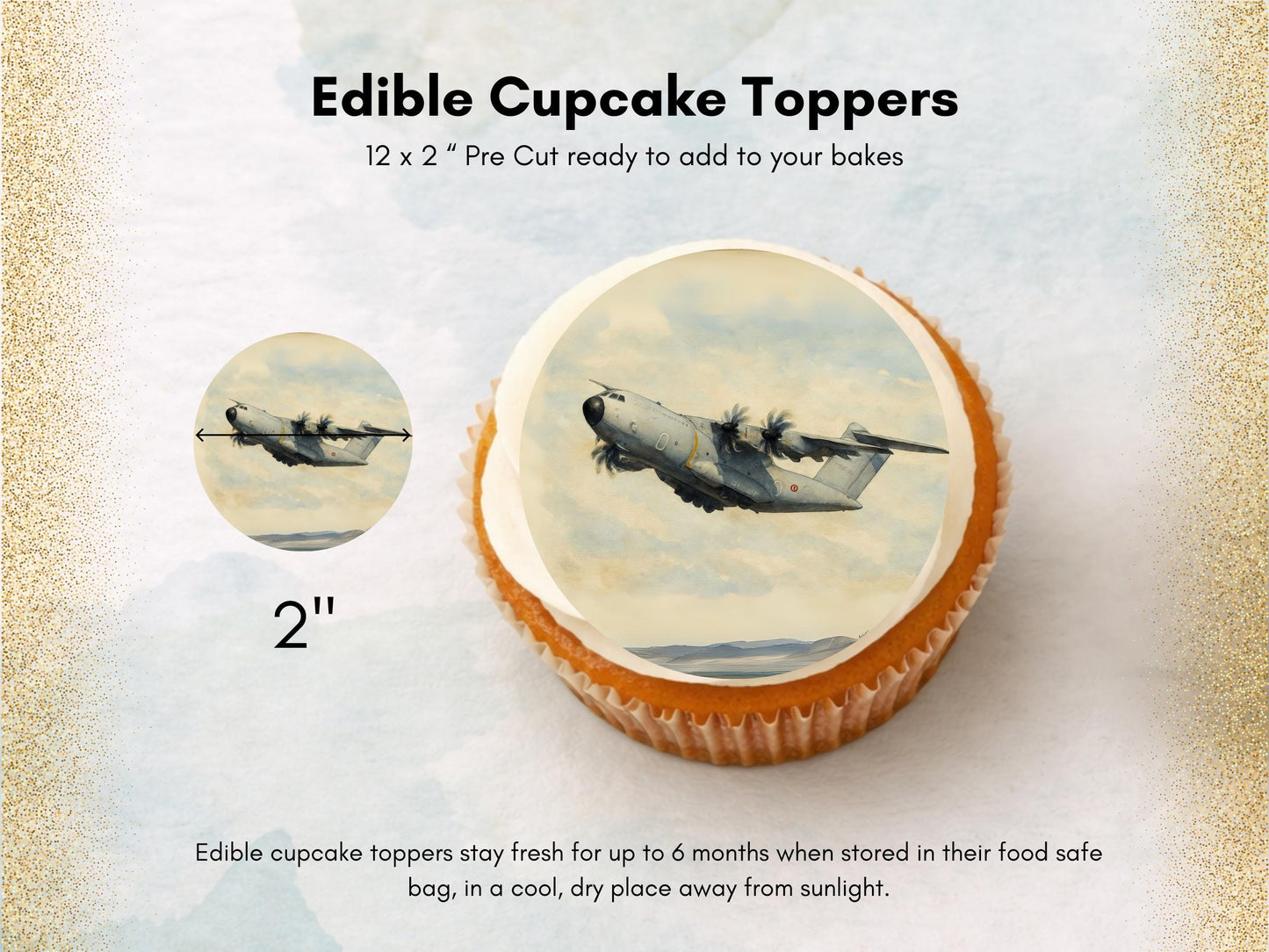 Military Airplane Edible Cupcake Toppers – Airshow Cake Decorations