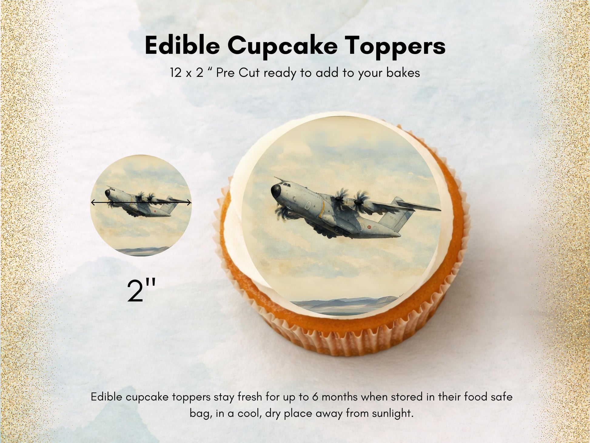 Military Airplane Edible Cupcake Toppers – Airshow Cake Decorations