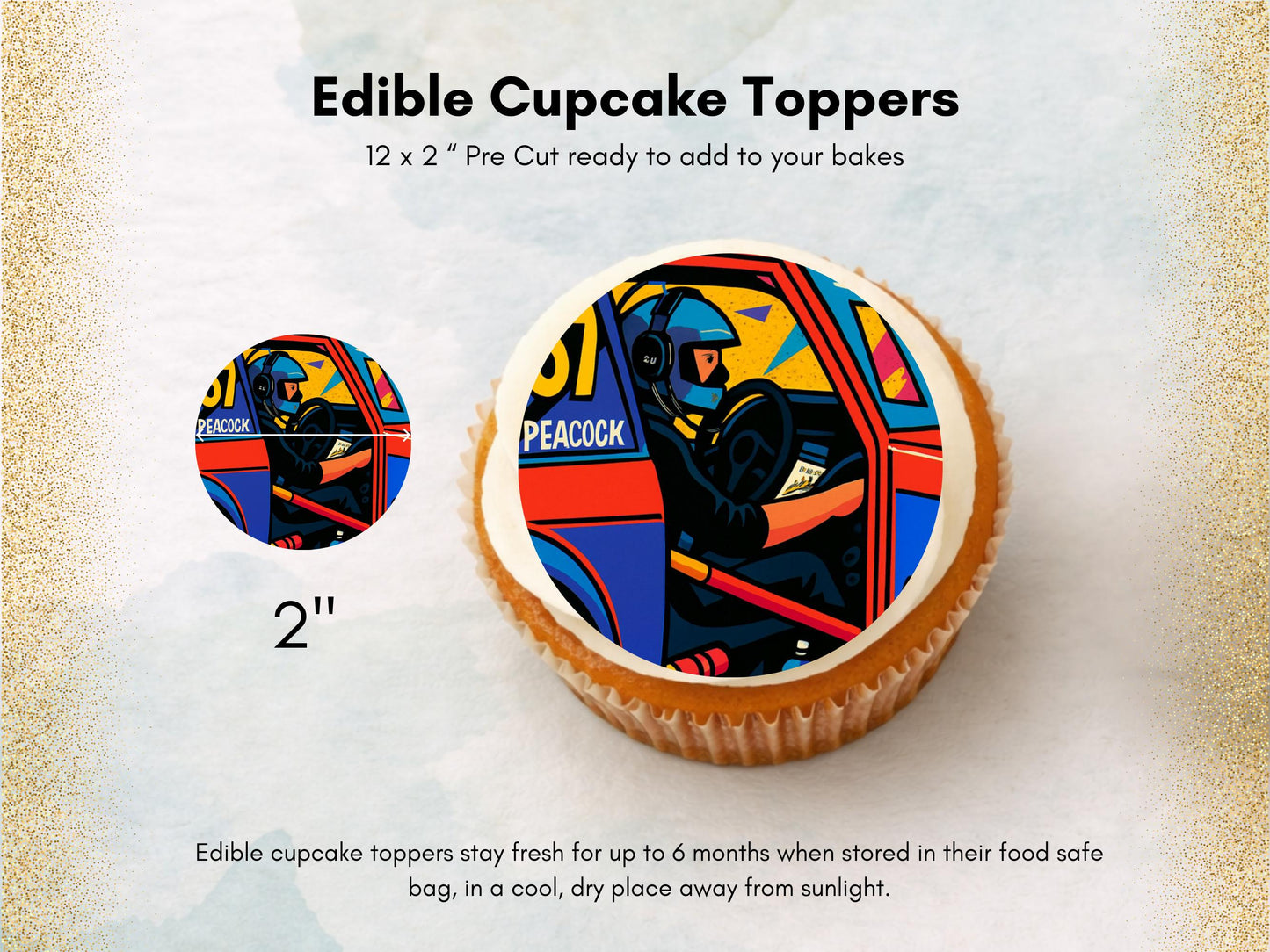 Vintage Rally Car Edible Cupcake Toppers – Motorsport Party Decor