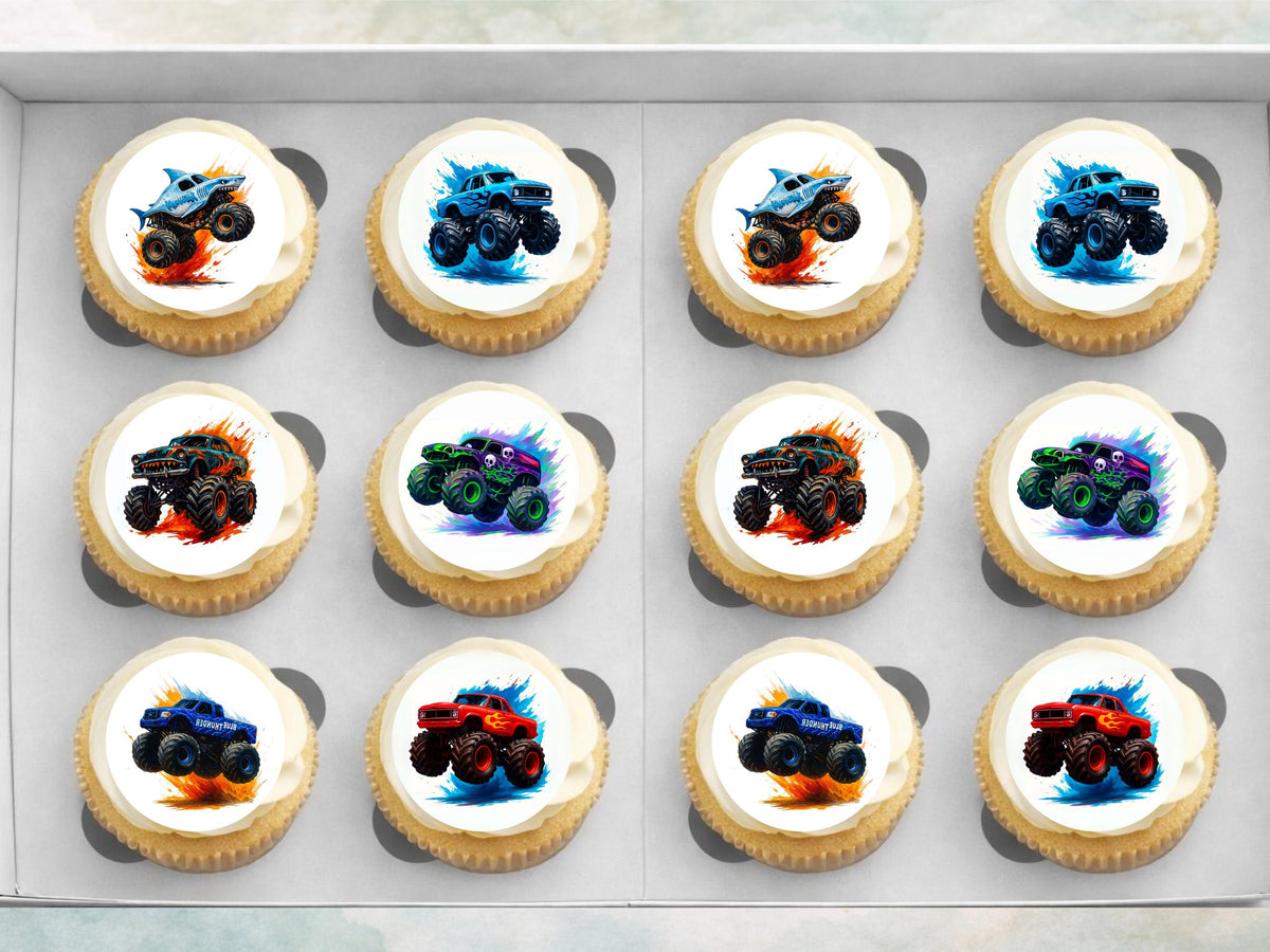 Monster Truck Birthday Edible Cupcake Toppers – Truck Cake Toppers