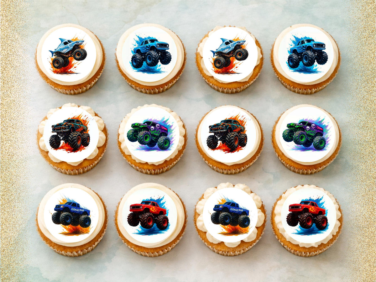 Monster Truck Birthday Edible Cupcake Toppers – Truck Cake Toppers