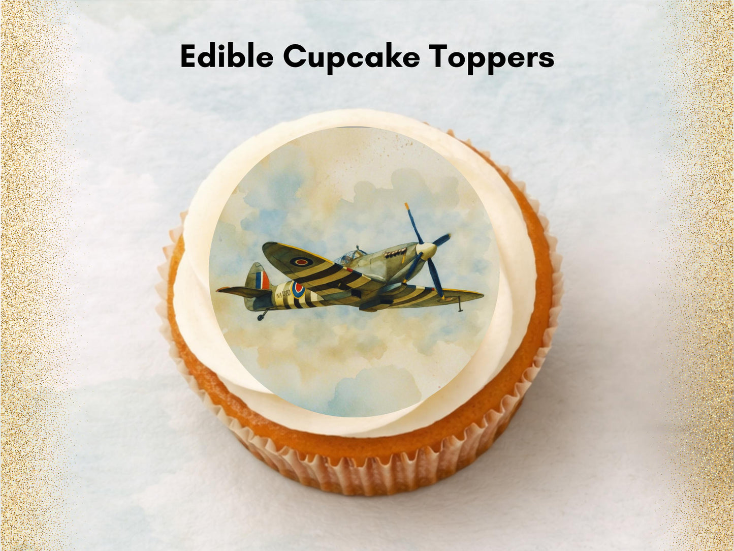 Spitfire Airplane Edible Cupcake Toppers – Airshow Cake Decorations